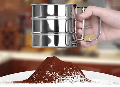 Stainless Steel Flour Sifter with Hand Press